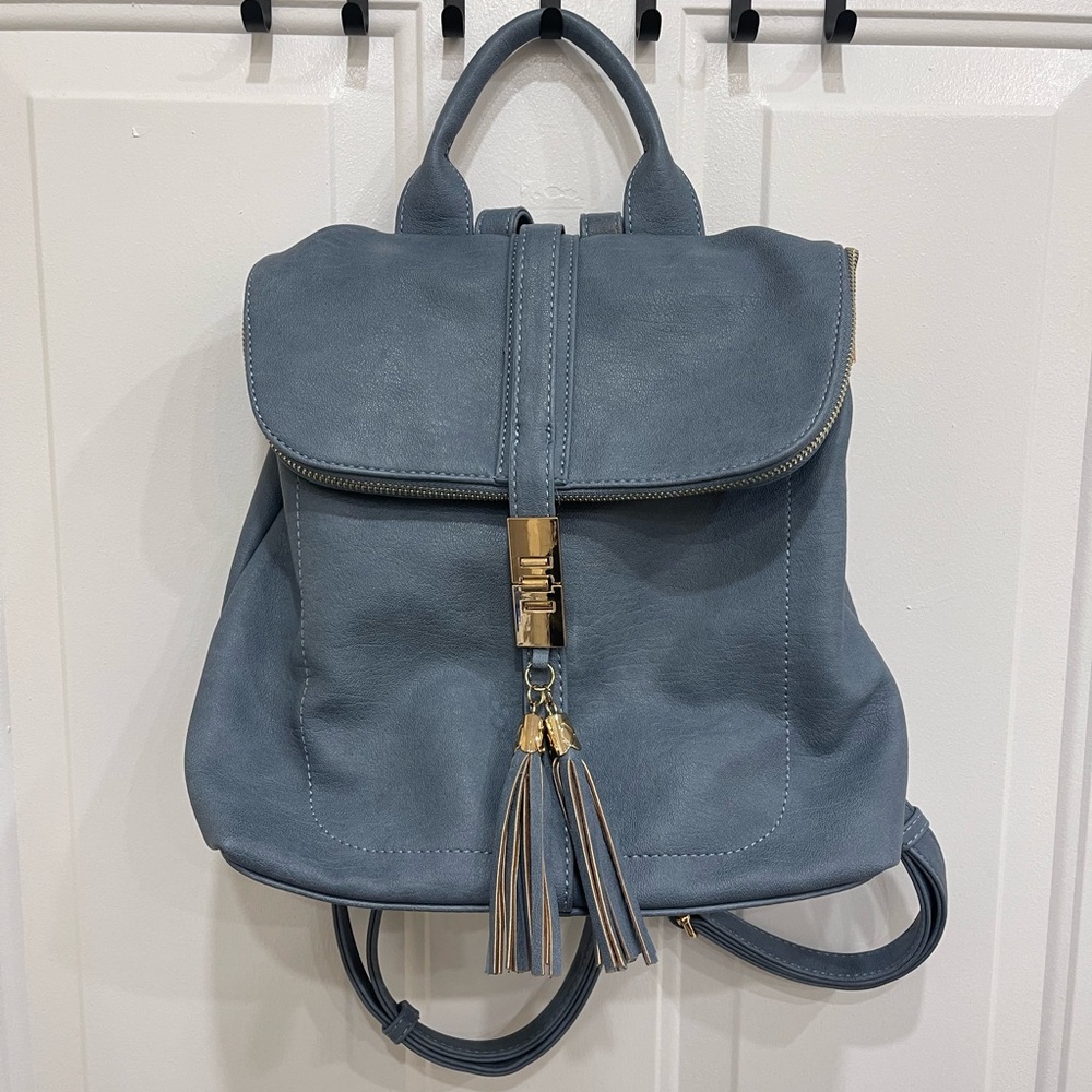 Miztique Slate Blue Backpack with Gold Details